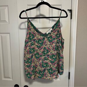 Loft Floral Green and Pink Women's Top - Medium